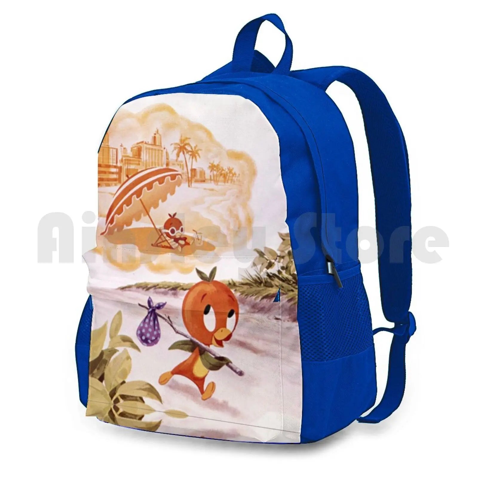 Vintage Orange Bird Outdoor Hiking Backpack