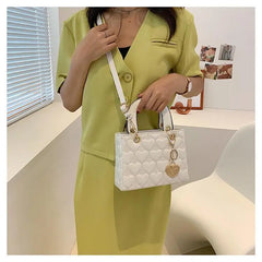 Heart Embossed Small Shoulder Messenger Purses Women Hand Bags