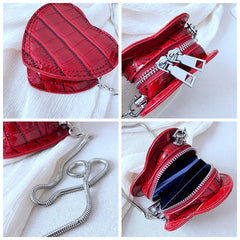Heart Mini Crossbody Bag Stone Pattern Chain Shoulder Bag