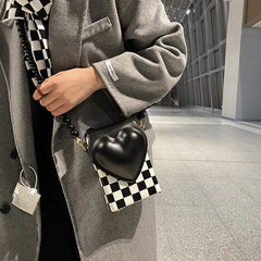 Heart Shaped Beaded Shoulder Bag for Women