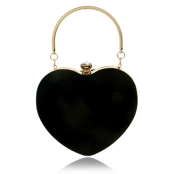 Heart Shaped Diamonds Evening Bag Chain Shoulder Purse Clutch
