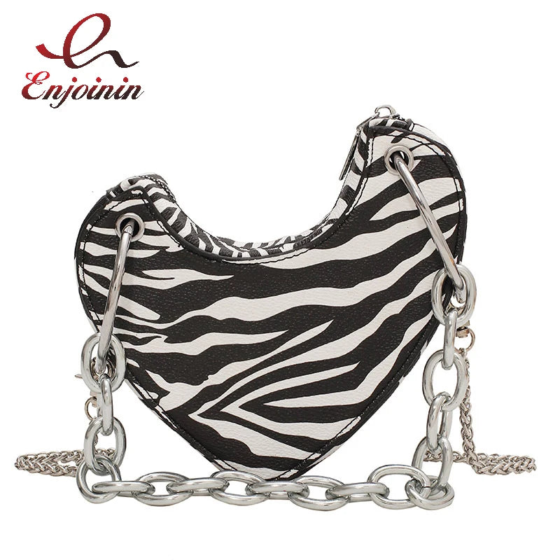 Leopard Print Chain Crossbody Bag for Women Shoulder Clutch Bag