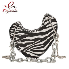 Leopard Print Chain Crossbody Bag for Women Shoulder Clutch Bag