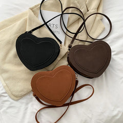 Heart Shaped Shoulder Bag PU Leather Satchel Purse