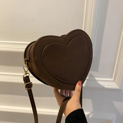 Heart Shaped Shoulder Bag PU Leather Satchel Purse