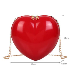 Heart Women Shoulder Bags Solid PVC Messenger Chain Zipper Satchel Bag