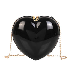 Heart Women Shoulder Bags Solid PVC Messenger Chain Zipper Satchel Bag