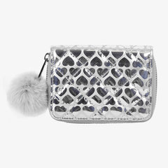 Heart-Shaped Laser PU Wallet Plush Sequin Handbag