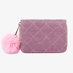 Heart-Shaped Laser PU Wallet Plush Sequin Handbag