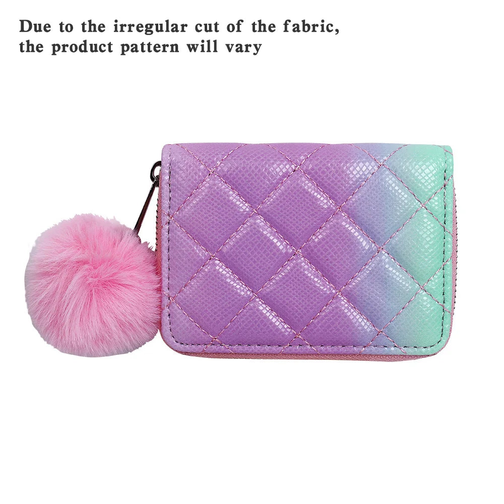 Heart-Shaped Laser PU Wallet Plush Sequin Handbag