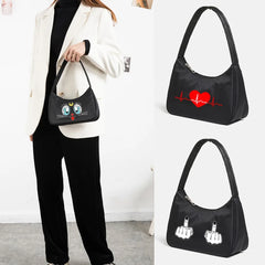 Heartbeat Frequency Print Underarm Shoulder Bag Women Handbag