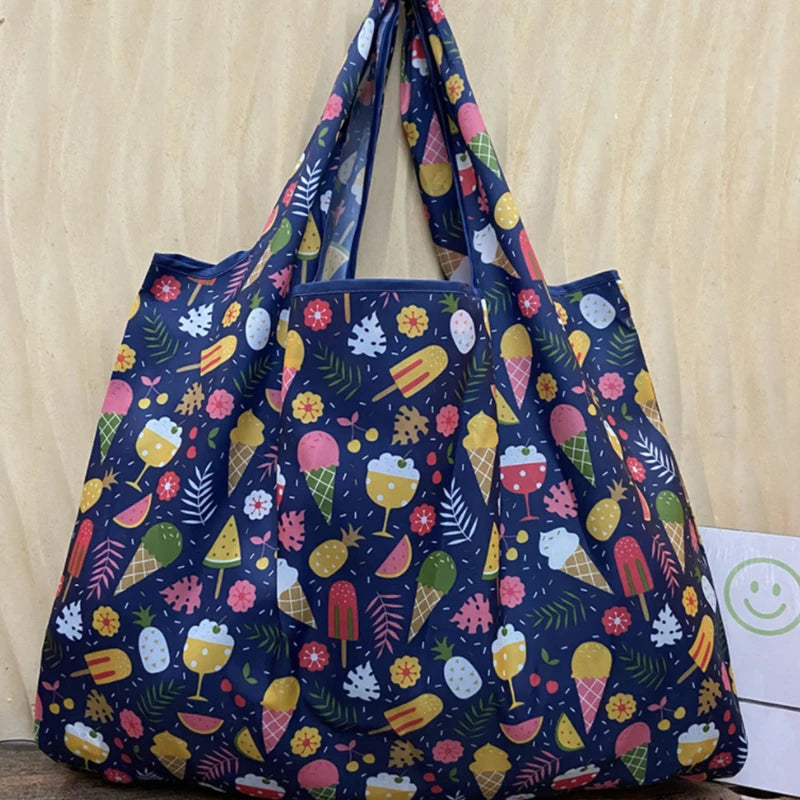 Heavy Prints Foldable Shopping Bags Women's Handbags Shoulder Bags