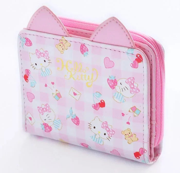 Hello Kitty Anime Cartoon Strawberry Print Girl Wallet