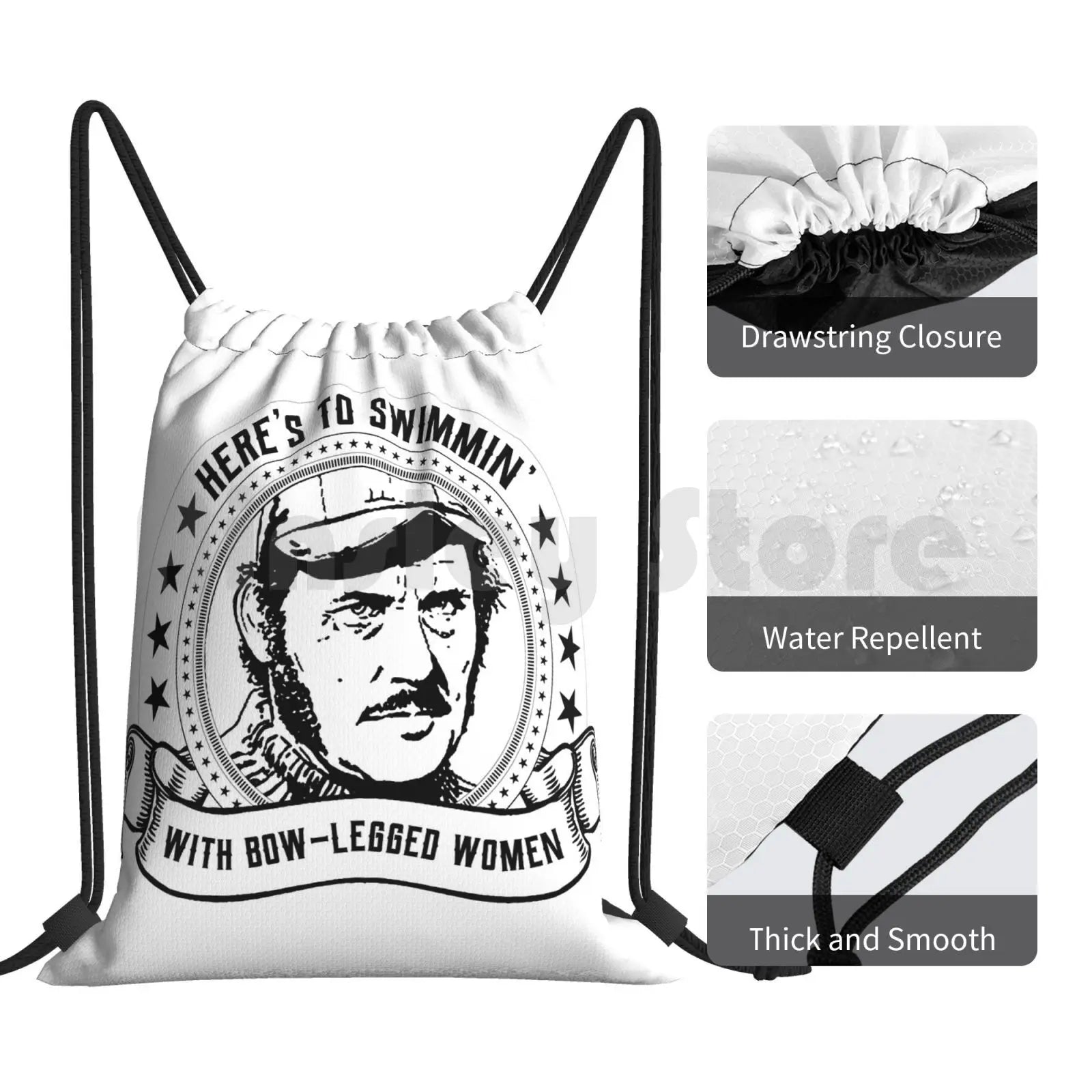 Swimmin With Bow-Legged Women Backpack Drawstring Bags Gym Bag