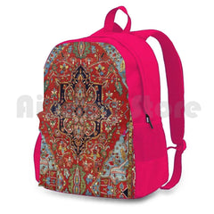 Heriz Persian Carpet Print Outdoor Hiking Backpack