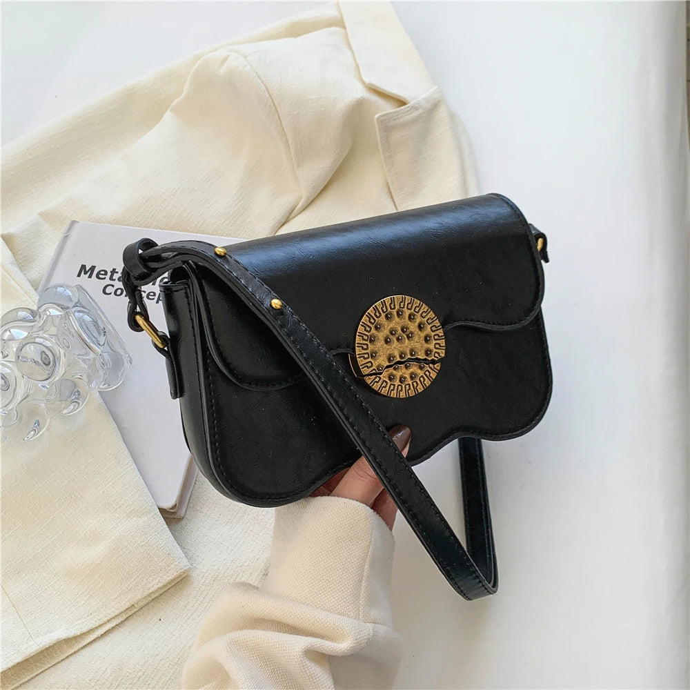 Vintage Waved Bottom Crossbody Bag Small Shoulder Purse Flap Handbag