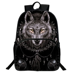 High Capacity 3D Print Wolf Animal Mochila Escolar Boys Girls School Bags