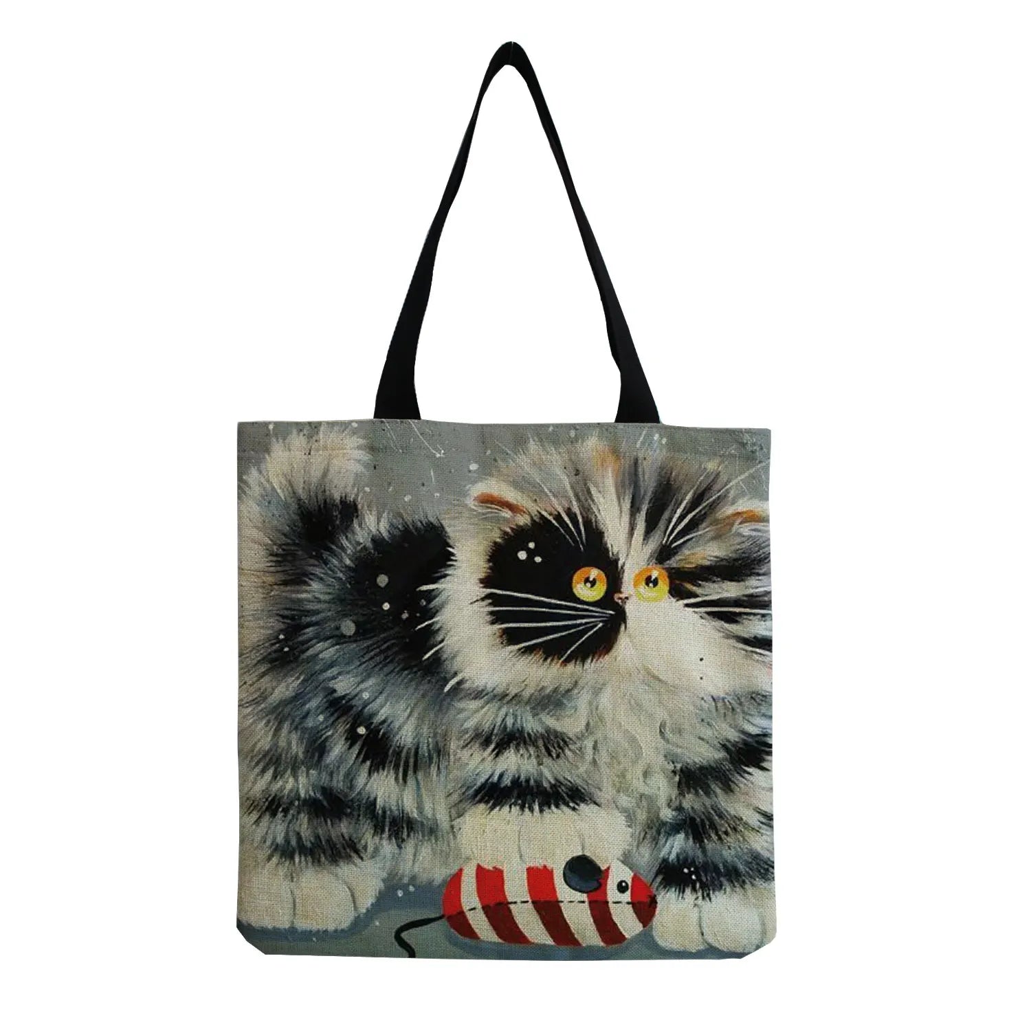 Animal Print Beach Handbag Eco-Friendly Tote Bag Cat