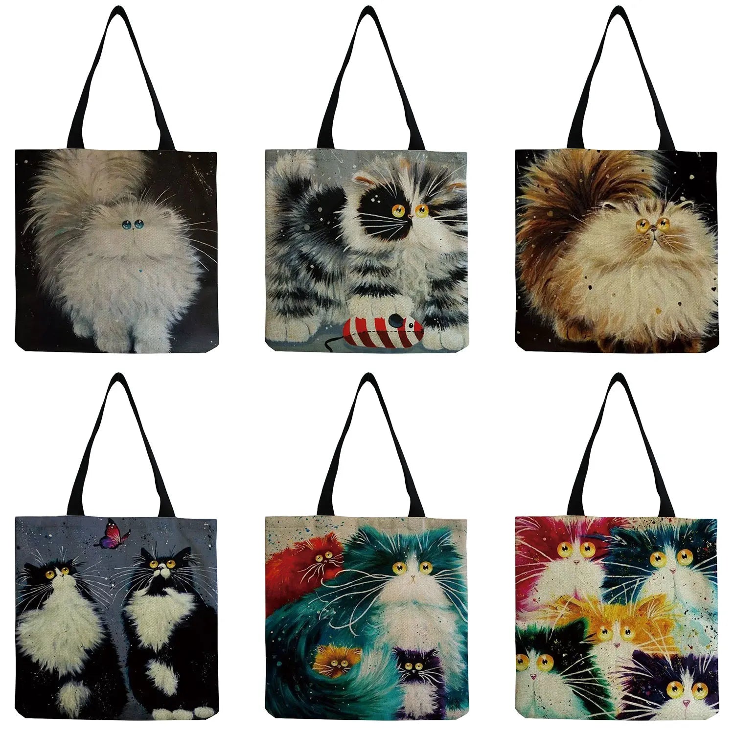 Animal Print Beach Handbag Eco-Friendly Tote Bag Cat