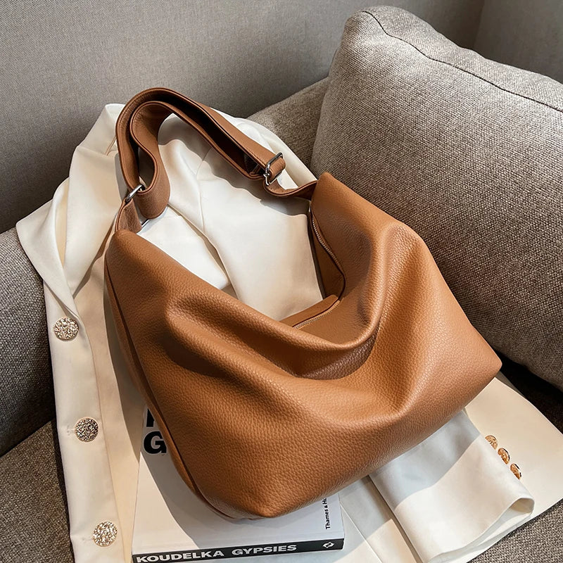 Vintage Women Large Leather Crossbody Bag Hobo Handbag
