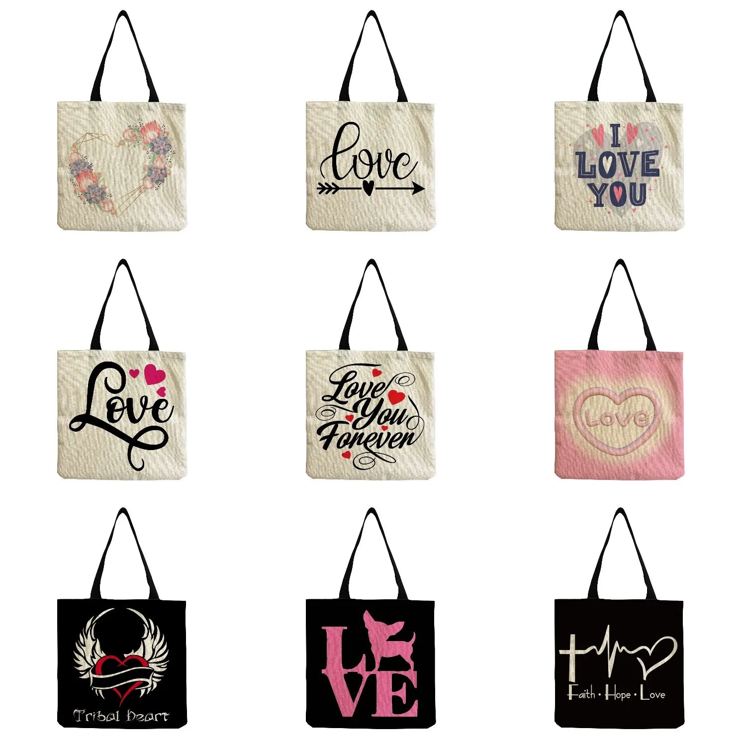 Heart Print Shoulder Bag for Women