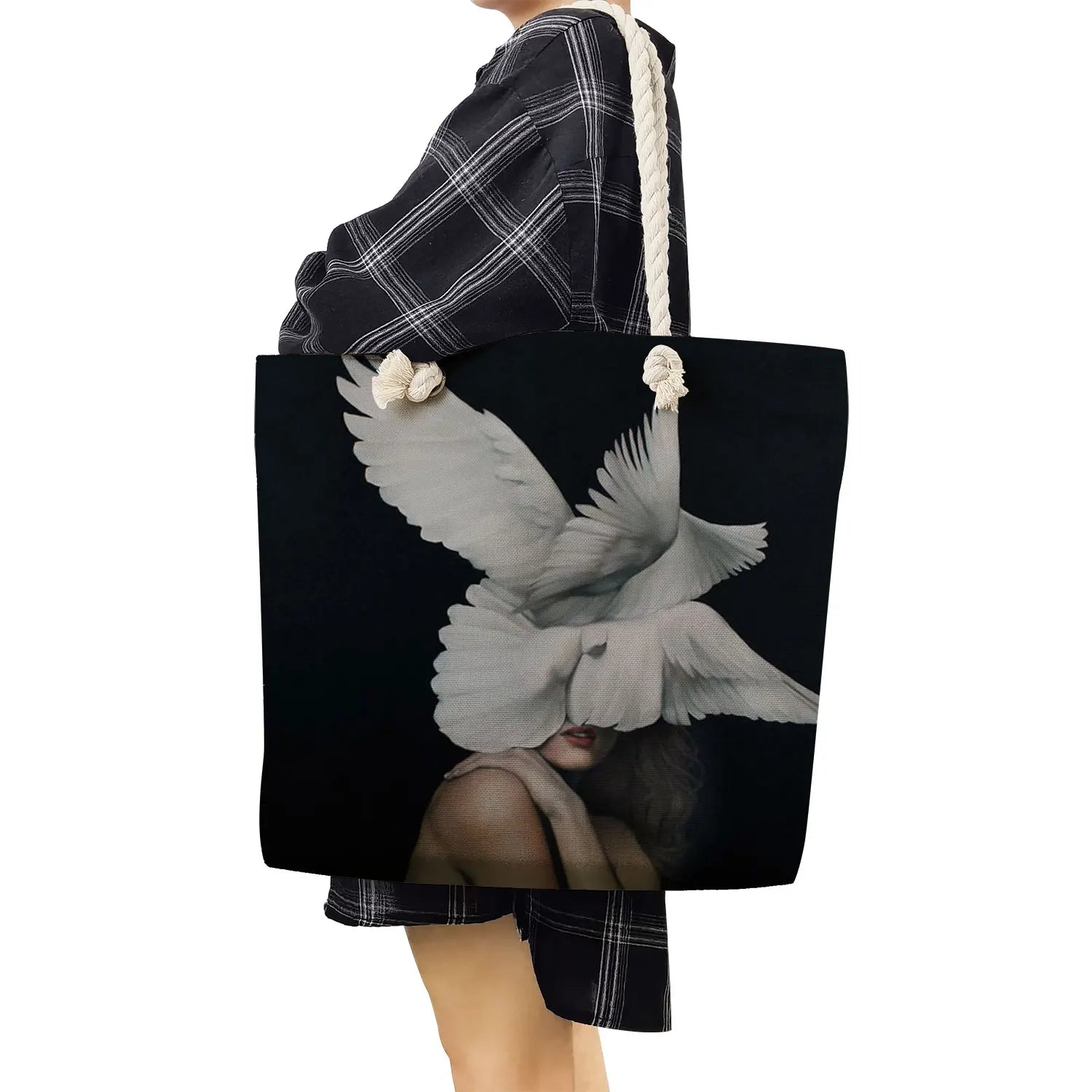 Feathers Abstract Print Shoulder Bags High Capacity Tote Bags for Ladies Girls