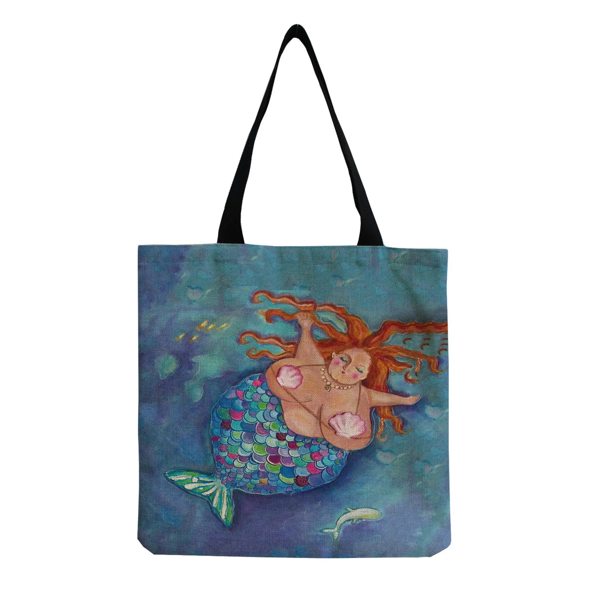 High Capacity Mermaid Printed Eco Friendly Foldable Tote Bag