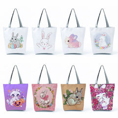 Cute Rabbit Print Women's Shoulder Bag - High Capacity Outdoor Travel Handbag