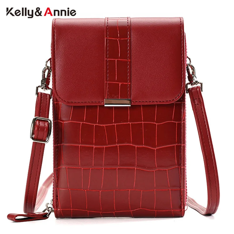 Stone Pattern Shoulder Phone Bag Womens Pu Leather Crossbody Messenger Bag
