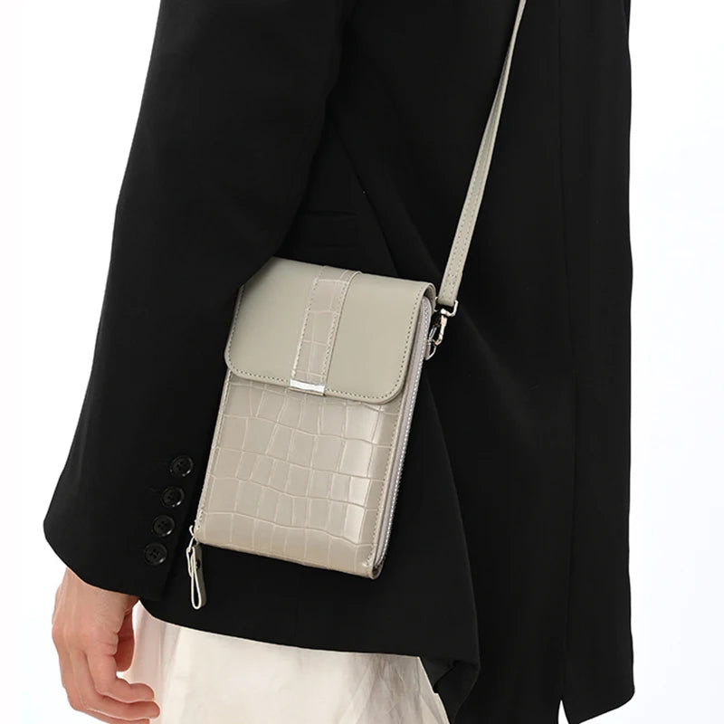 Stone Pattern Shoulder Phone Bag Womens Pu Leather Crossbody Messenger Bag