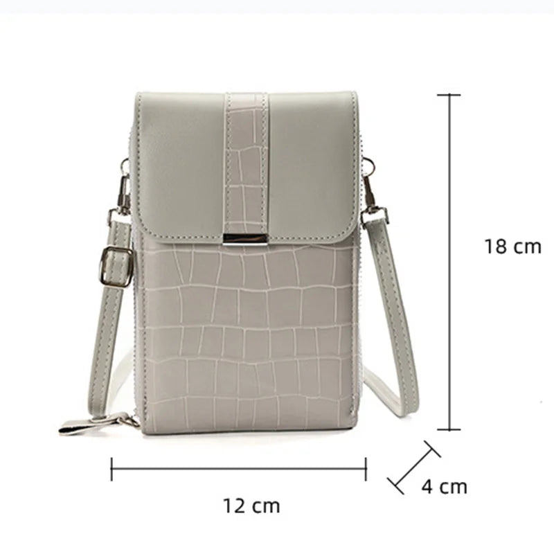 Stone Pattern Shoulder Phone Bag Womens Pu Leather Crossbody Messenger Bag