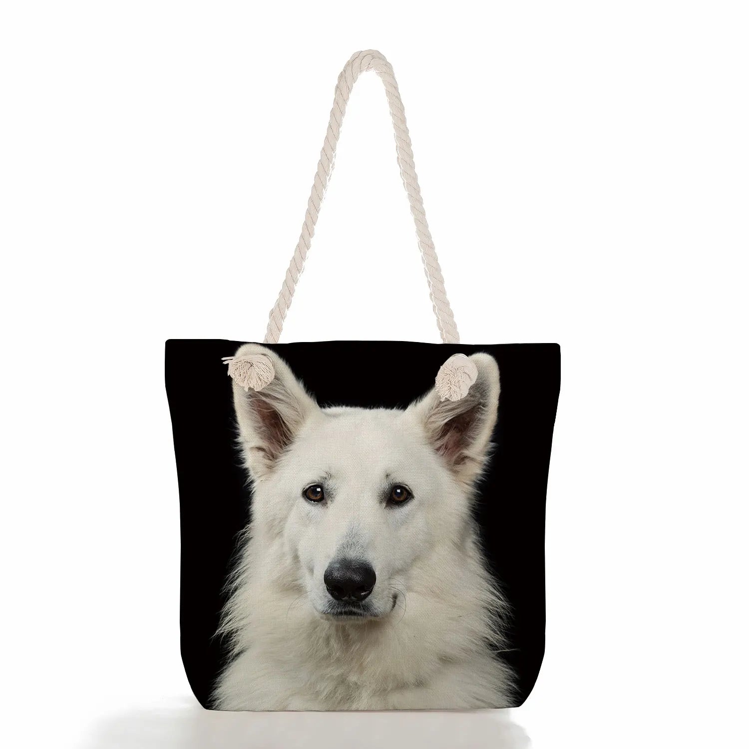 Thick Rope Dog Print Handbag High Capacity Tote Bag Traveling Shoulder Bag
