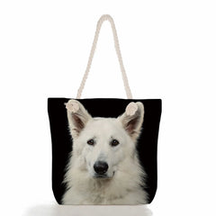 Thick Rope Dog Print Handbag High Capacity Tote Bag Traveling Shoulder Bag