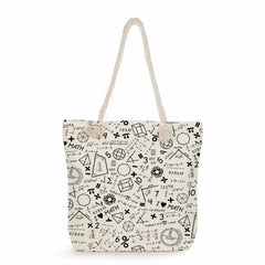 Thick Rope Shoulder Bag Cartoon Print Tote Bags for Women