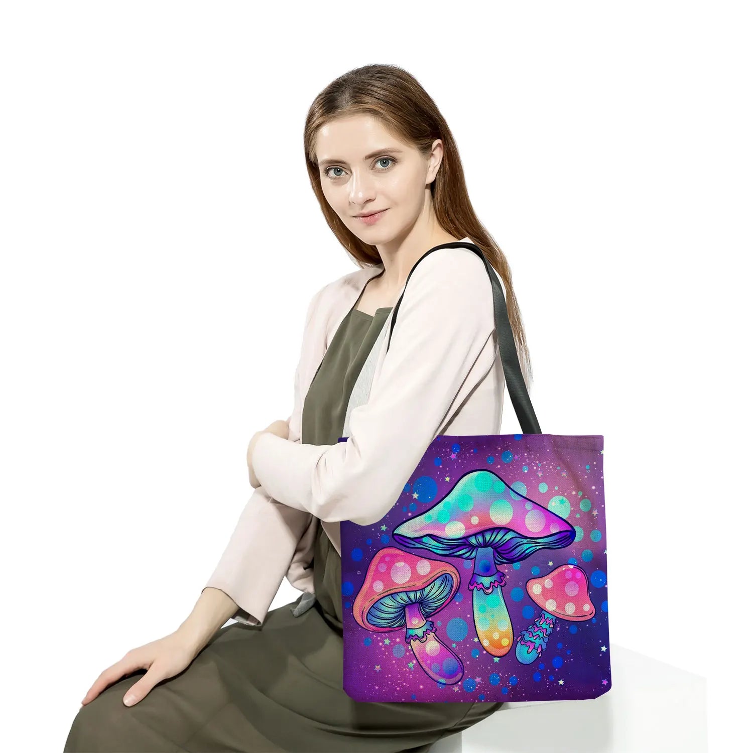 Psychedelic Mushroom Printed Shoulder Handbag Eco Tote Bag