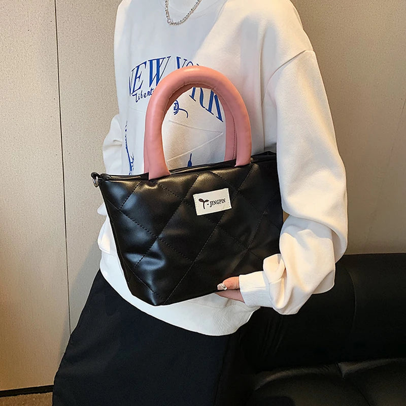 Winter Big Tote PU Leather Handbag Women Shoulder Bag