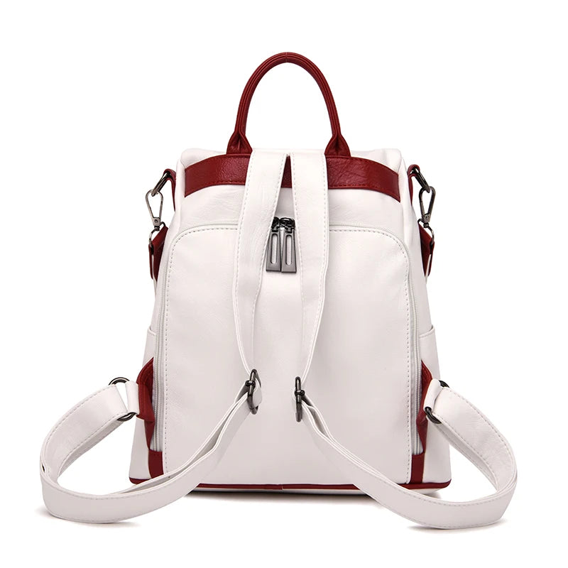 High Capacity Women Backpack for Traveling Large Size Soft Leather