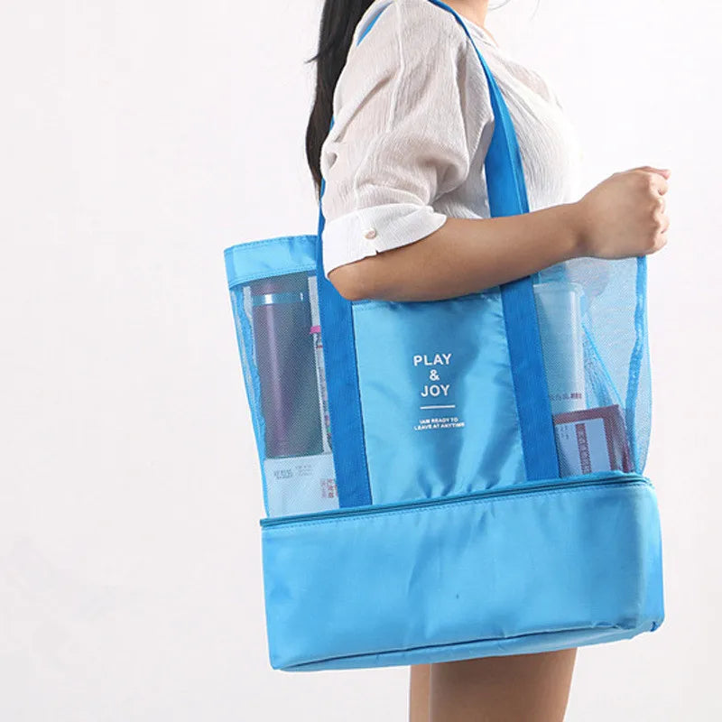 Large Capacity Mesh Transparent Bag Double-layer Heat Preservation