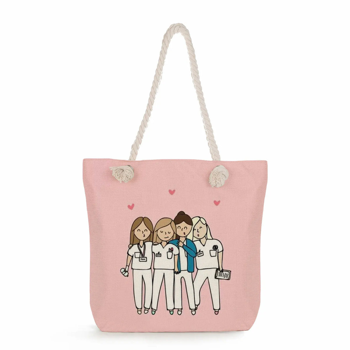 Cartoon Nurse Handbag Shoulder Bag Large Capacity Reusable Shopping Beach Bag