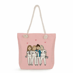 Cartoon Nurse Handbag Shoulder Bag Large Capacity Reusable Shopping Beach Bag
