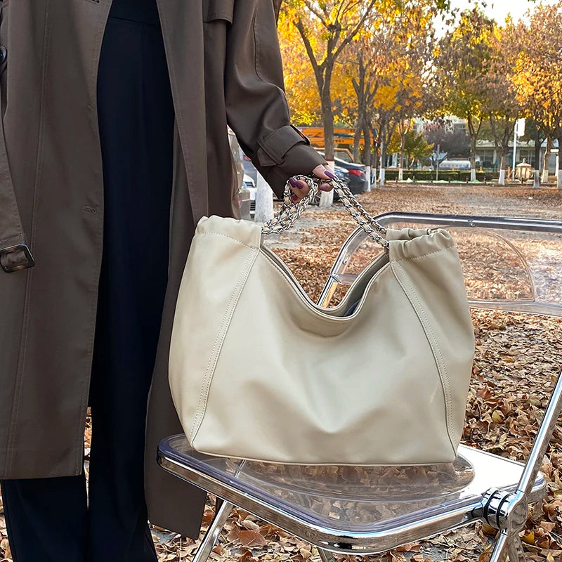 Women's PU Leather Tote Bag High Capacity Lady Underarm Bag