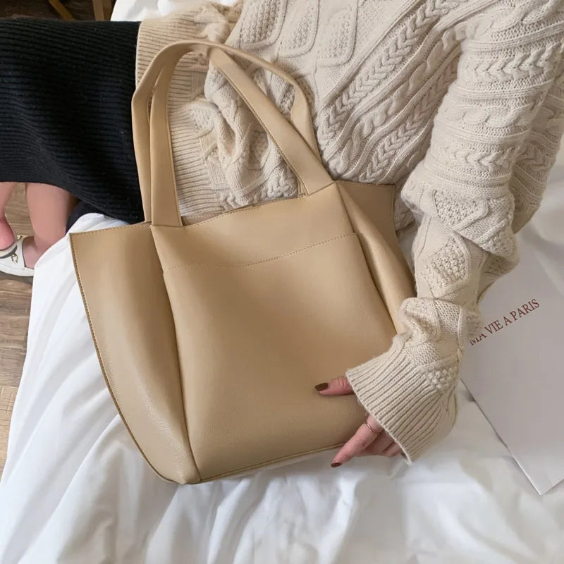 High Capacity Vintage Women Shoulder Bag Soft PU Leather Designers