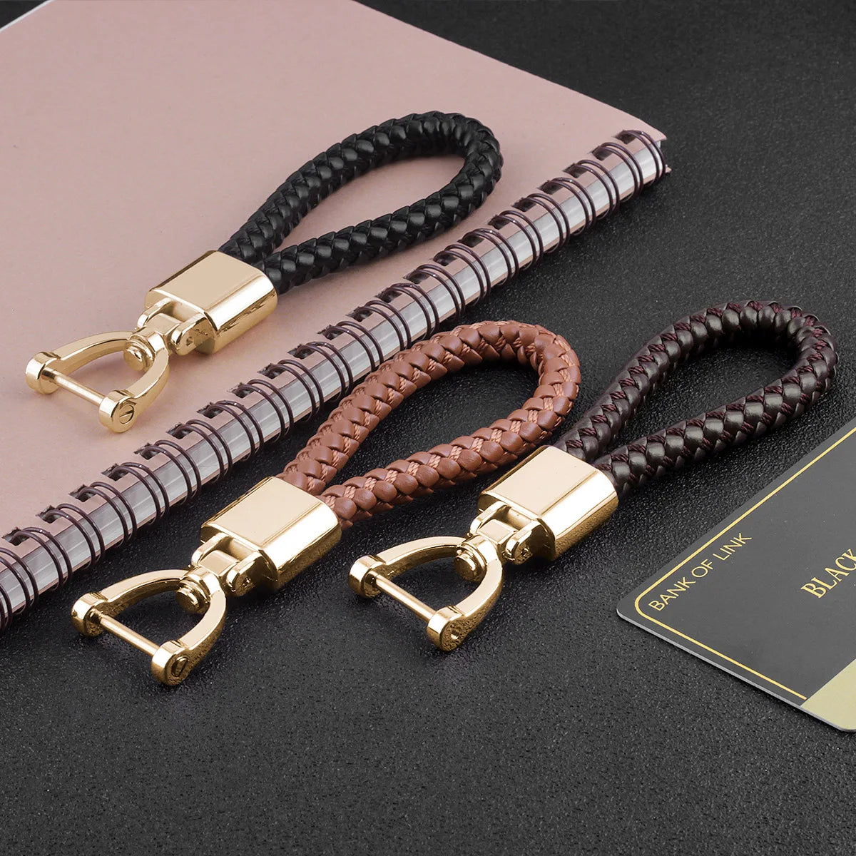 Hand Woven Leather Car KeyChain Couples Wallet Chain Bag Charm