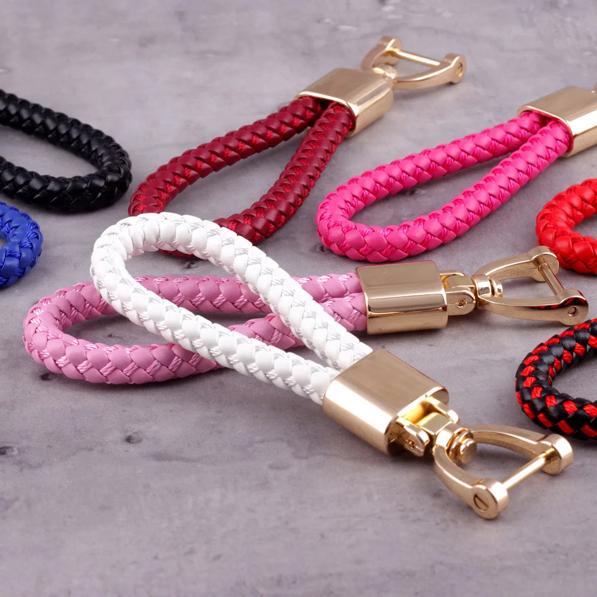 Hand Woven Leather Car KeyChain Couples Wallet Chain Bag Charm