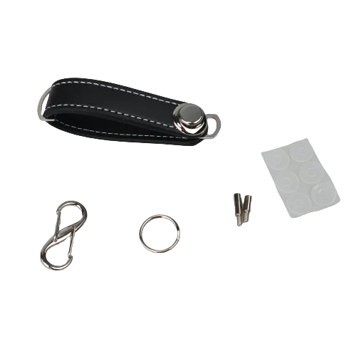 Leather Stainless Steel Keychain Car Key Holder Case