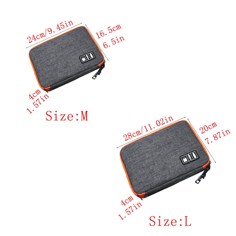 Nylon 2-Layer Travel Electronics Organizer Bag