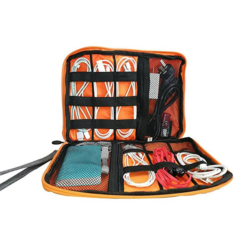Nylon 2-Layer Travel Electronics Organizer Bag