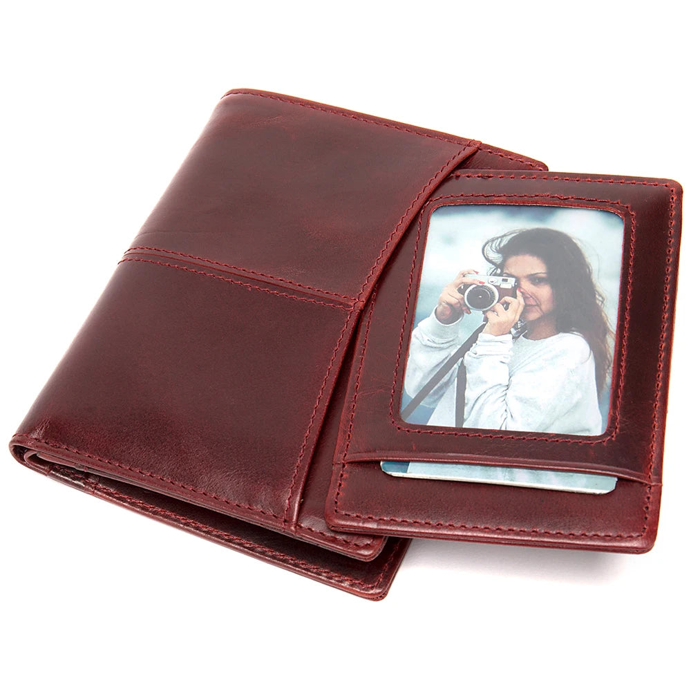 Vintage Men's Leather Short Wallet with Zipper