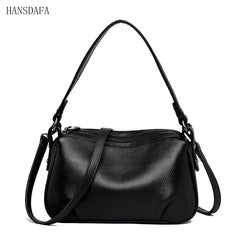 2 Layer Leather Shoulder Crossbody Bag for Women