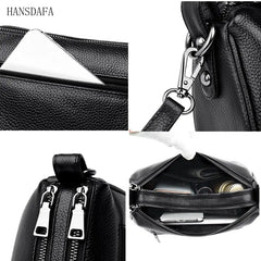 2 Layer Leather Shoulder Crossbody Bag for Women